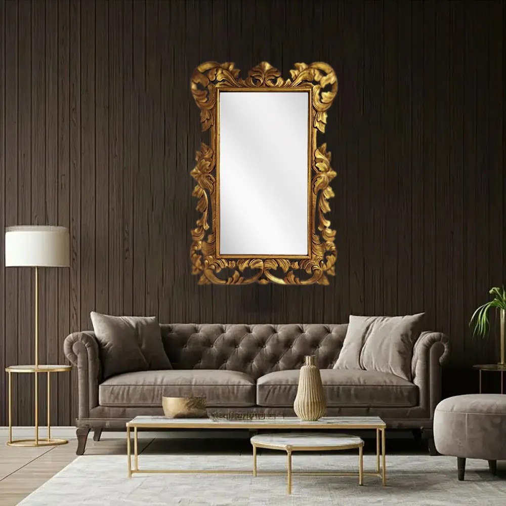 Artekko Mirroki Ξύλινος Χρυσός Σκαλιστός Καθρέπτης Τοίχου (150x100)cm - 667-4029-A - 667-4029-A