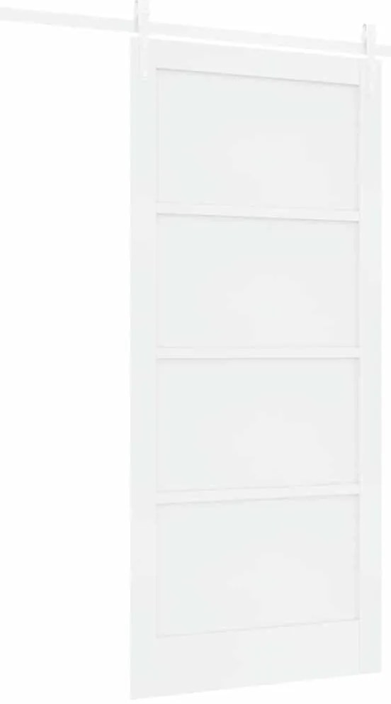 vidaXL Συρόμενη Πόρτα Λευκό 93 x 202 cm Μασίφ ξύλο πεύκου και χάλυβας