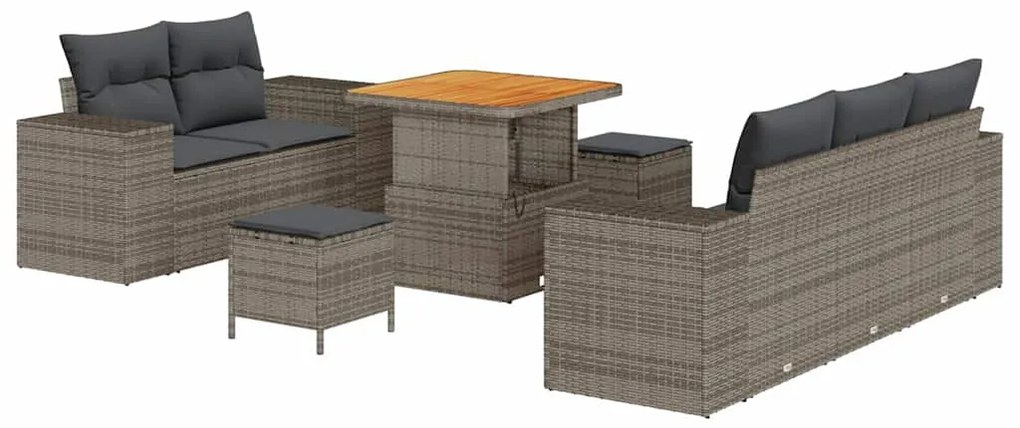 vidaXL Σετ Καναπέ Κήπου 8 pcs Γκρι συνθετικό ρατάν