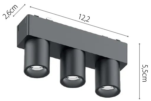 Φωτιστικό LED 6W 3CCT για Ultra-Thin μαγνητική ράγα σε λευκή απόχρωση D:12,2X2,6X5,5cm (TMU0090-White)