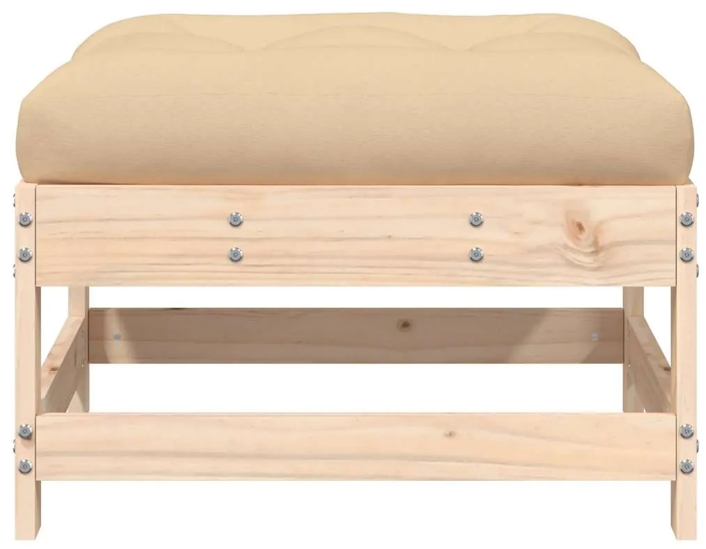 vidaXL Υποπόδιο Κήπου με Μαξιλάρι από Μασίφ Ξύλο Πεύκου