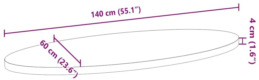 Επιτραπέζια επιφάνεια Ανοιχτό Καφέ 140x60x4 εκ. Ξύλο Δρυός Οβάλ - Καφέ