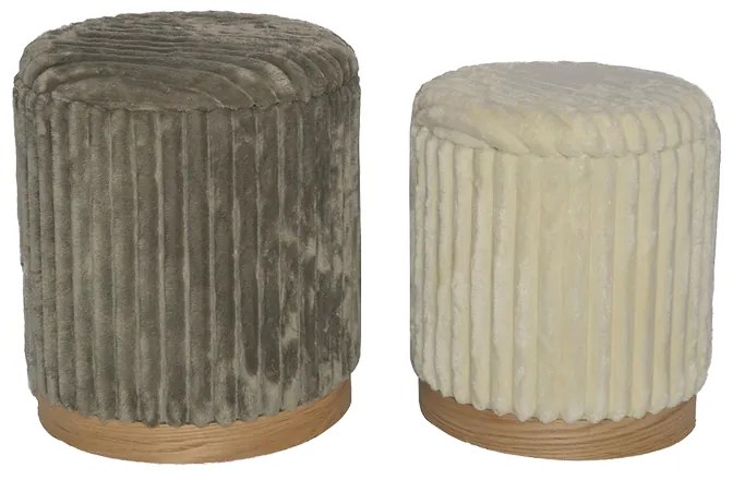 Intrahome Σκαμπό Poofy intrahome σετ 2 τεμ μπουκλέ ύφασμα σε γκρι και λευκή απόχρωση | SKU: INTRAPA-464111116