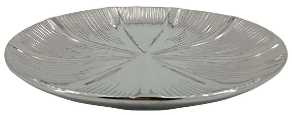 Διακοσμητική Πιατέλα 15-00-22929 Φ30x4cm Silver Marhome Κεραμικό