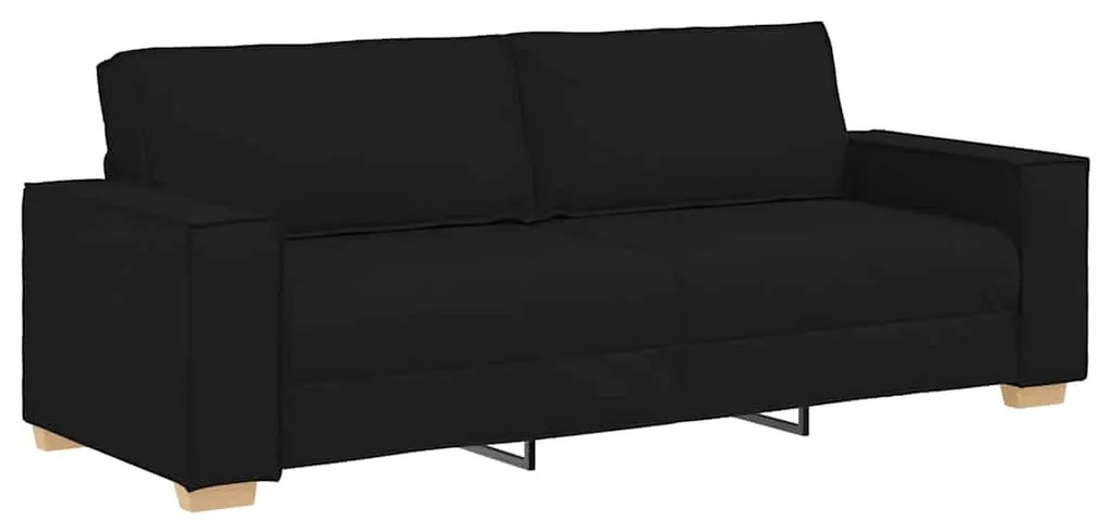 vidaXL Καναπές 3 pcs Μαύρο Ύφασμα μείγματος λινών