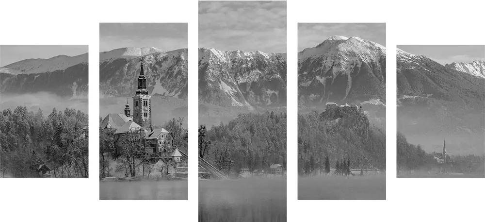 Εκκλησία 5 μερών στη λίμνη Bled στη Σλοβενία ​​σε ασπρόμαυρο - 200x100