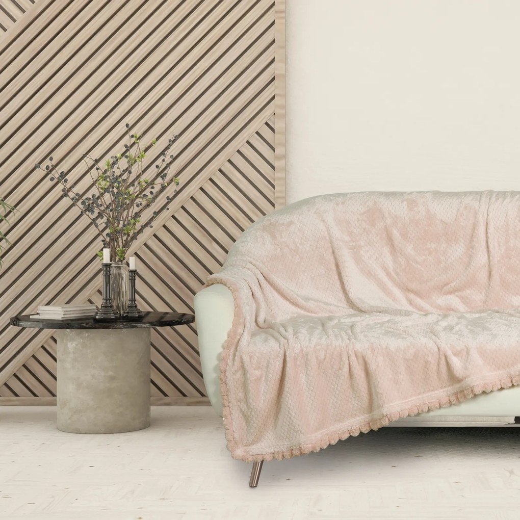 Κουβέρτα Fleece Καναπέ 130x170εκ. Blankets 1185 Pink Das Home