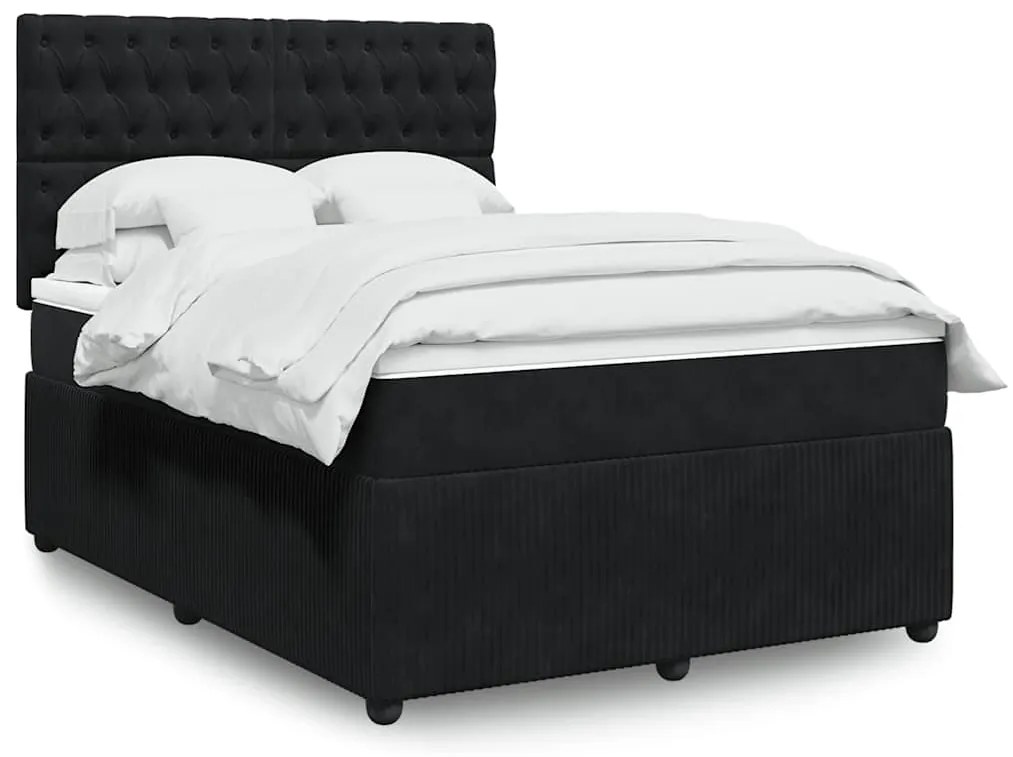 vidaXL Κρεβάτι Boxspring με Στρώμα Μαύρο 160x200 εκ. Βελούδινο