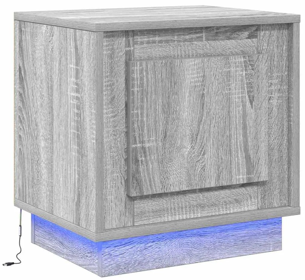 vidaXL Κομοδίνο με Γκρι 44 x 34.5 x 45 εκ Επεξεργασμένο ξύλο