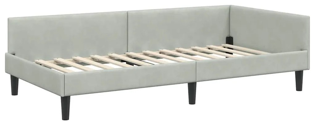 vidaXL Κρεβάτι Γωνίας με κεφαλάρι Ανοιχτό γκρι 90 εκ x 190 εκ