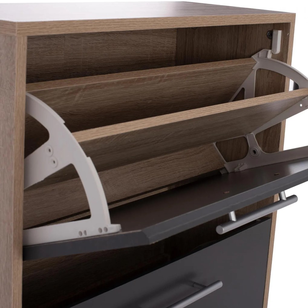 Παπουτσοθήκη Ξύλινη DAVINA C22221.04 με 3 πόρτες Sonama - Γκρί 62x24x110Υεκ. 62x24x110 εκ.