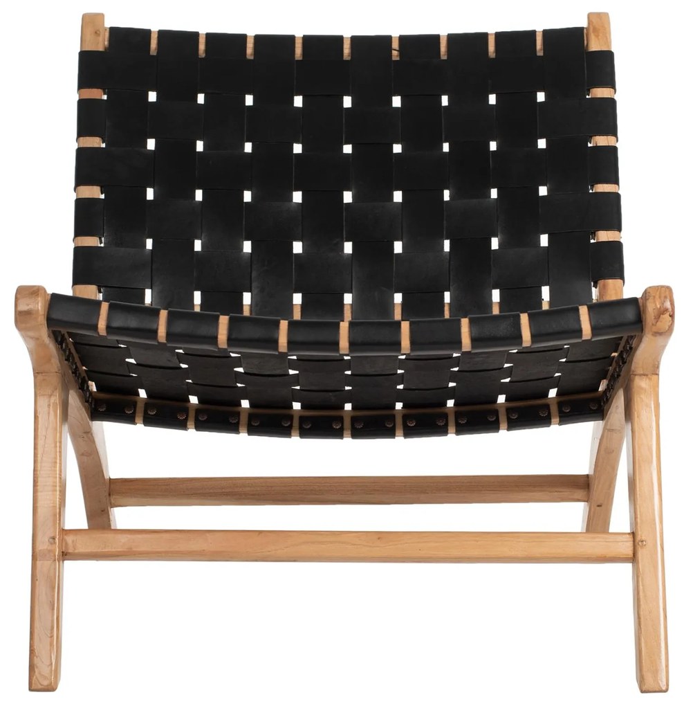 Καρέκλα FELIPE Μασίφ Ξύλο Teak και Μαύρο PU 65x82x88Υεκ. 65x82x88 εκ.