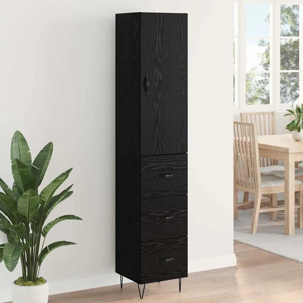 vidaXL Highboard Μαύρη Οξυά 69,5 x 34 x 180 εκ. Επεξεργασμένο ξύλο