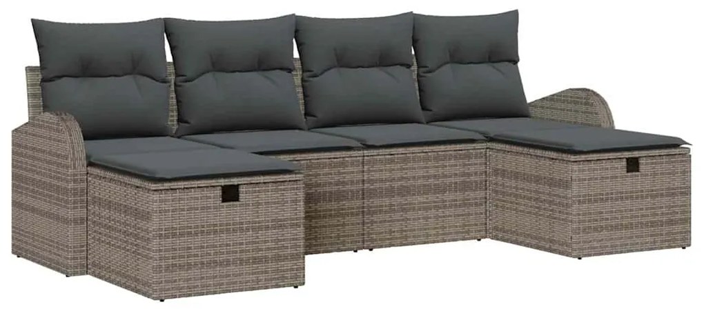 vidaXL Σετ Καναπέ Κήπου 6 pcs Γκρι 234 x 117 x 85 εκ Πολυ ράταν