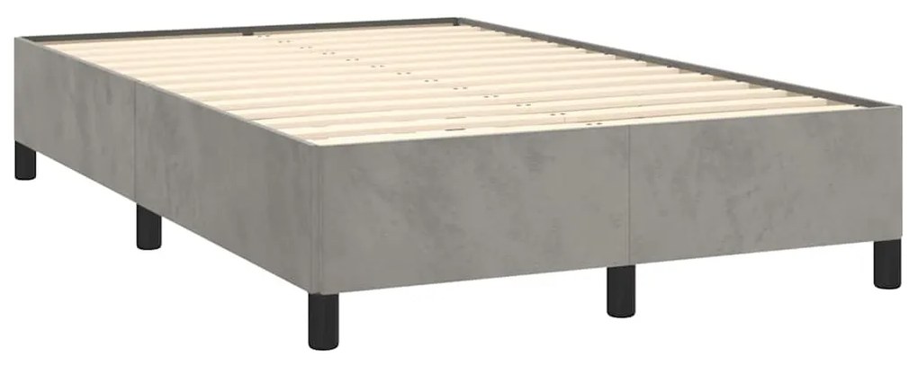 vidaXL Κρεβάτι Boxspring με Στρώμα Ανοιχτό Γκρι 120x190 εκ. Βελούδινο