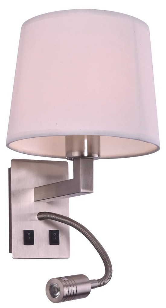 Φωτιστικό Τοίχου - Απλίκα ARB-237-2A DONA WALL LAMP NICKEL MAT B3 - Ύφασμα - 77-3587