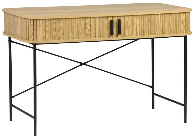 Γραφείο εργασίας Scandi pakoworld MDF/Metal σε φυσική απόχρωση με μεταλλικά μαύρα πόδια 120x60x76,5εκ