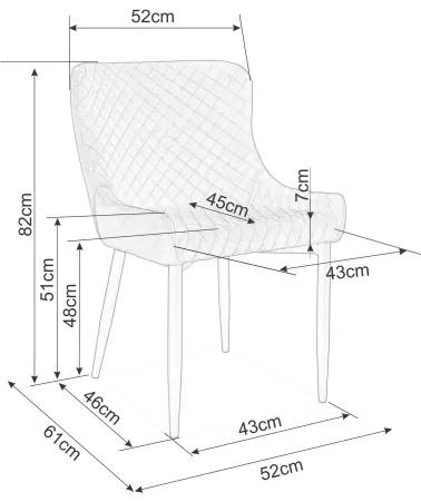 Επενδυμένη καρέκλα τραπεζαρίας Colin B 52x45x82 μεταλλική μαύρη βάση/γκρι βελούδινη bluvel 14 DIOMMI COLINBVCSZ