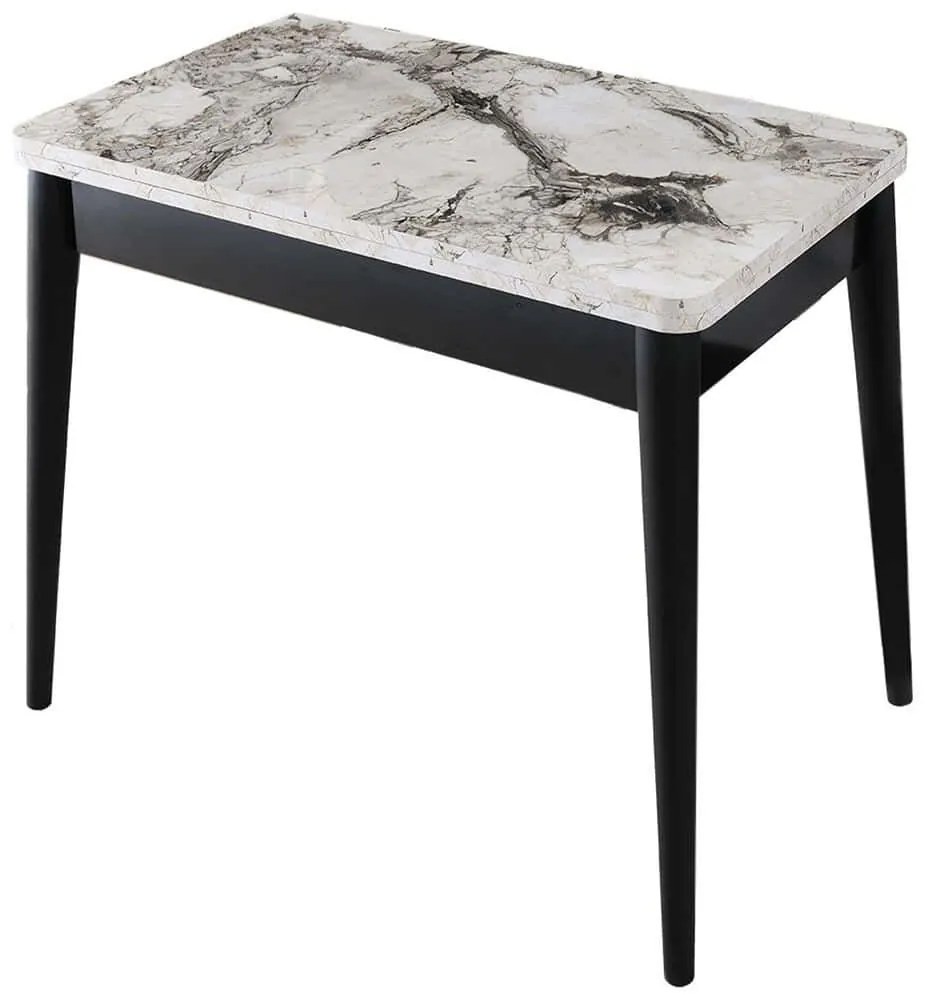 Τραπέζι Επεκτεινόμενο Dolunay 974NMB2206 100/120x60x75cm Marble Effect White-Black Μοριοσανίδα, Μέταλλο