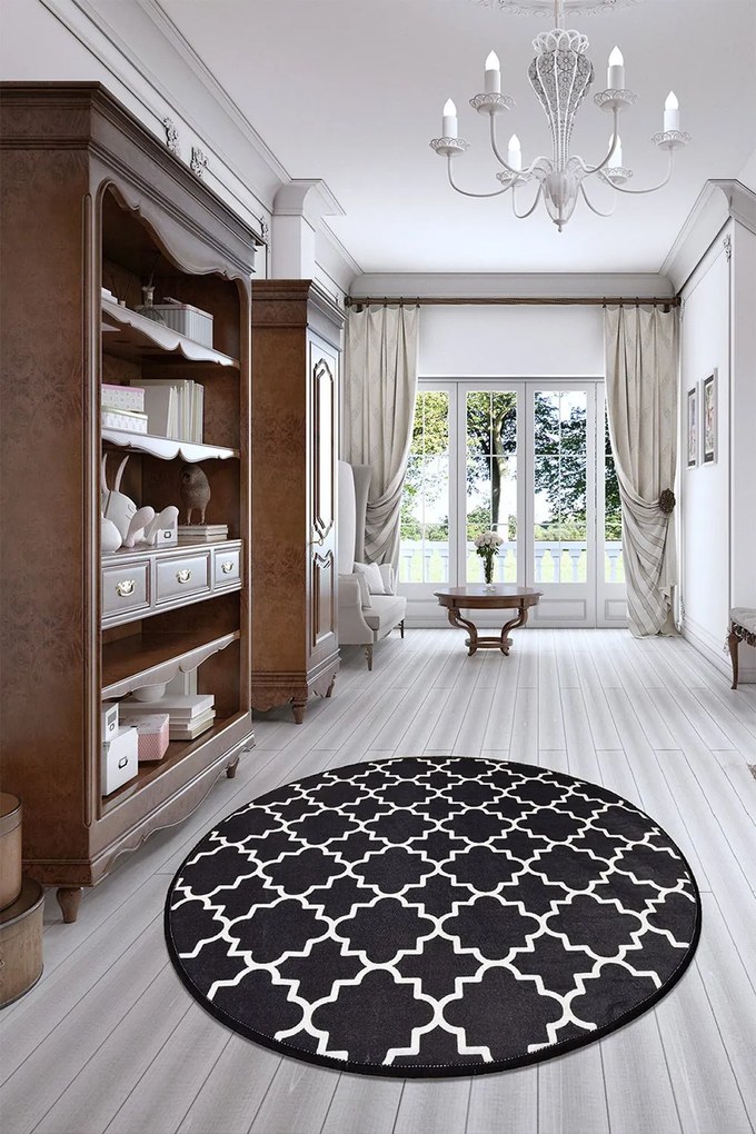 Χαλί Kupa 882CHL1087 Black-White Conceptum Hypnose 100X100cm Round
