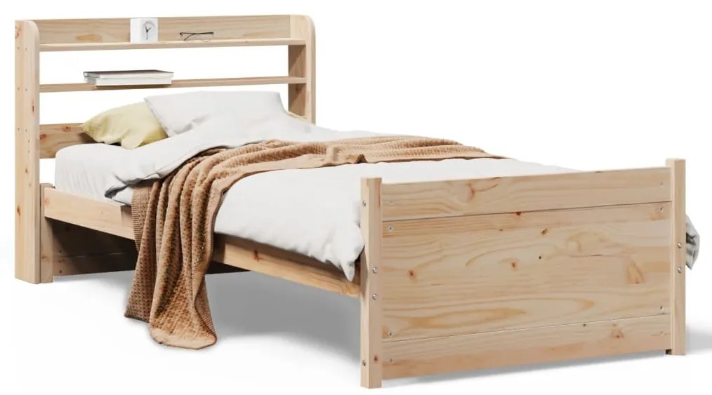 vidaXL Πλαίσιο Κρεβατιού με Κεφαλάρι 90 x 190εκ. από Μασίφ Ξύλο Πεύκου