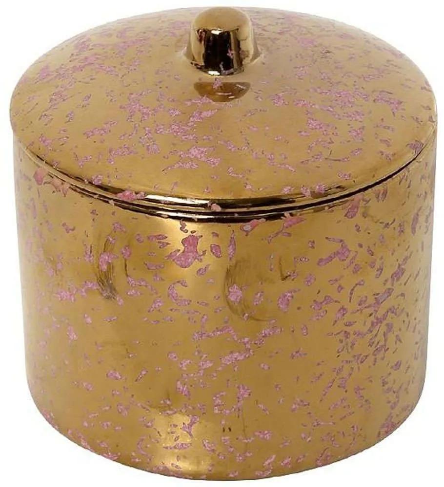 Διακοσμητικό Δοχείο Με Καπάκι ROD202K4 10x10x9cm Pink-Gold Espiel Κεραμικό