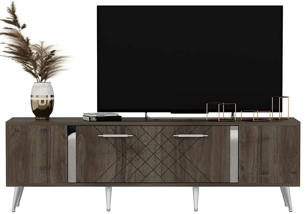 Έπιπλο Τηλεόρασης Detas 475OLV1141 150x35x48,2cm Walnut-Silver