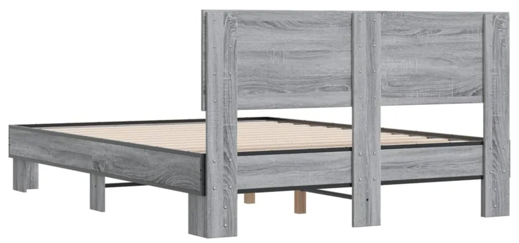 vidaXL Πλαίσιο Κρεβατιού Γκρι Sonoma 120 x 190εκ. Επεξ. Ξύλο &amp; Μέταλλο