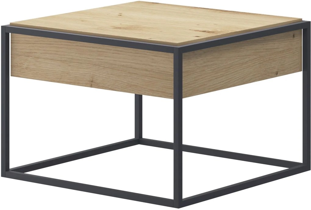 Τραπεζάκι Enjoy με συρτάρι χρώμα Φυσικό Artisan+Μαύρο 60x42x60cm