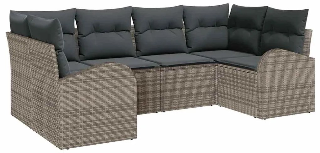 vidaXL Σετ Καναπέ Κήπου 6 pcs Γκρι Πολυ ράταν