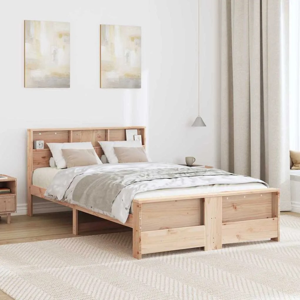 vidaXL Σκελετός Κρεβατιού Καφέ 140 x 190 cm Μασίφ ξύλο πεύκου