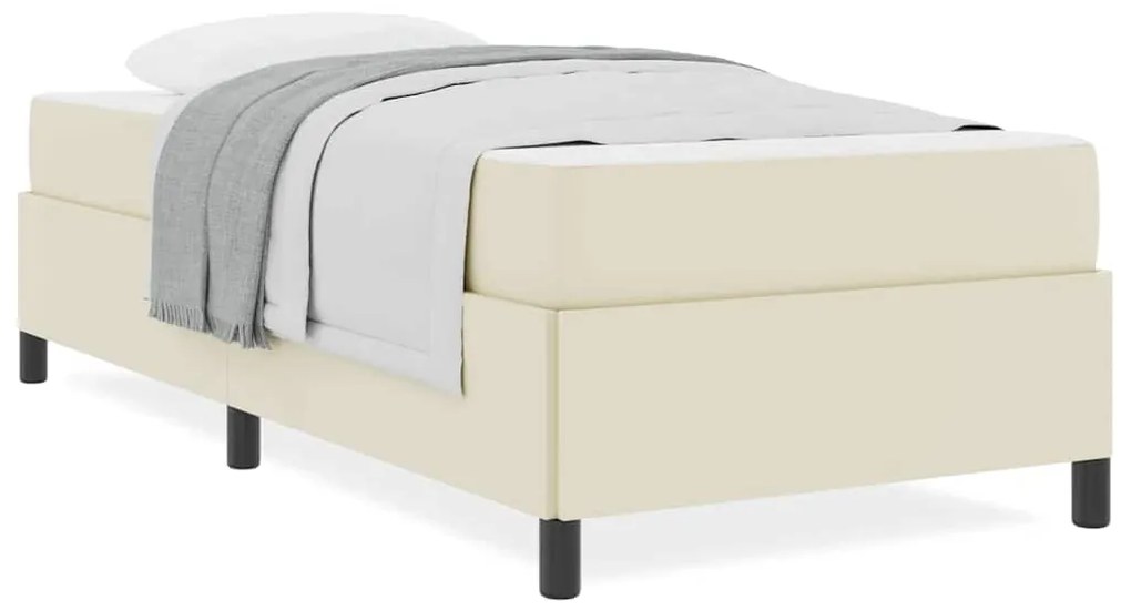 vidaXL Σκελετός κρεβατιού με στρώμα Κρεμ 100 x 200 cm Τεχνητό δέρμα