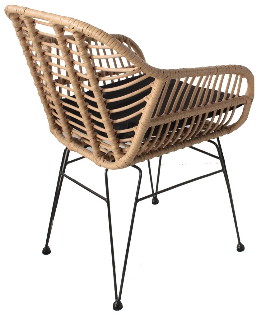 Καρέκλα Κήπου ACTORIUS Φυσικό/Μαύρο Μέταλλο/Rattan 57x53x81cm - 14510019 - 14510019