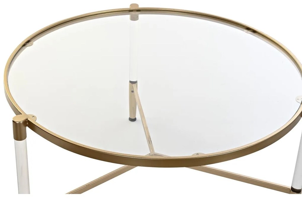 Τραπεζάκι Καφέ DKD Home Decor Glamour Διαφανές Χρυσό Ακρυλικό Μέταλλο 87 x 87 x 50 cm