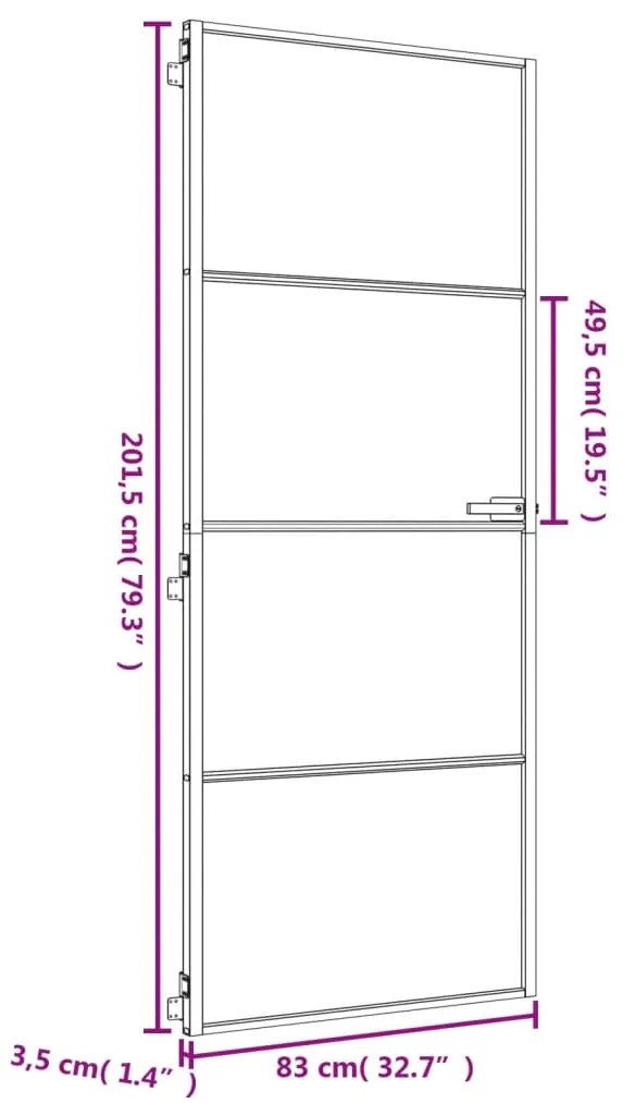 Εσωτερική Πόρτα Χρυσή 83 x 201,5 εκ. Ψημένο Γυαλί &amp; Αλουμίνιο - Μαύρο