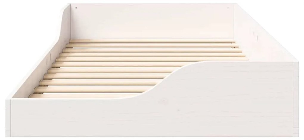 vidaXL Κρεβάτι δαπέδου Λευκό 90 x 190 cm Μασίφ ξύλο πεύκου