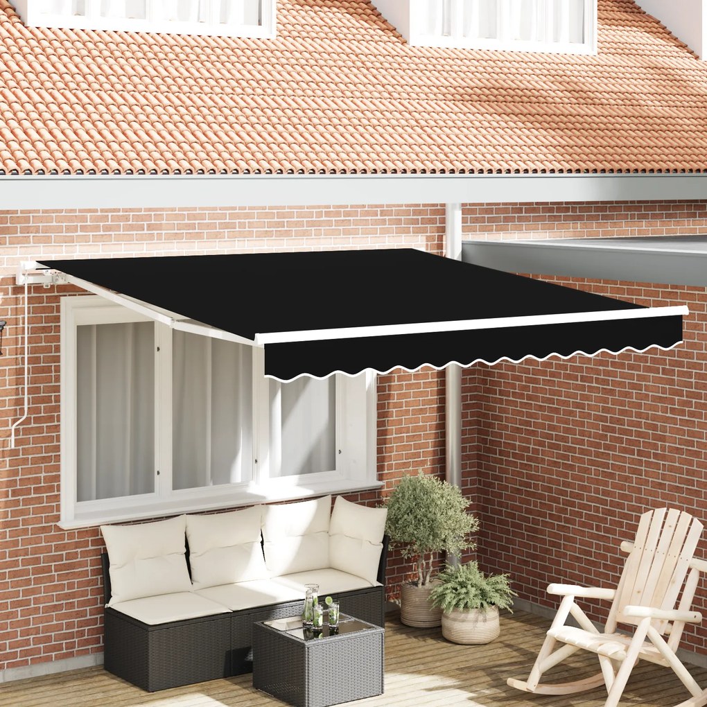 vidaXL Μηχανική Ανασυρόμενη Τέντα Μαύρη 350x250 εκ.