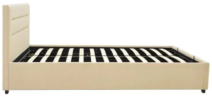 Επενδυμένο Κρεβάτι Molito Ημίδιπλο με Αποθηκευτικό χώρο Βελούδο Εκρού 120x200εκ. 128x214x91 εκ.