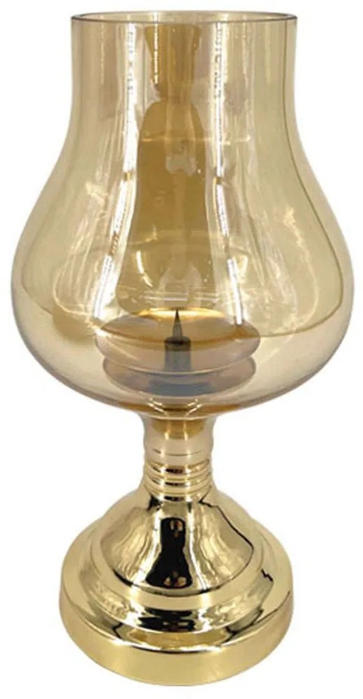 Κηροπήγιο Λάμπα 15-00-23947 Φ16x31cm Gold Marhome Metal, Glass