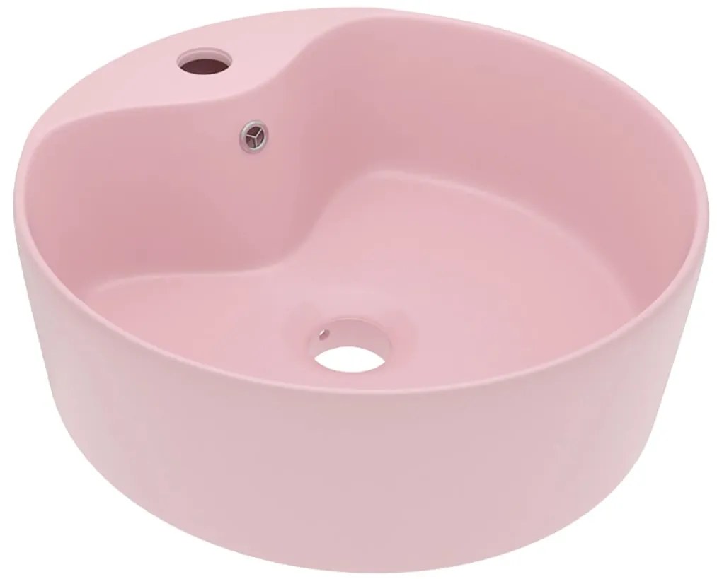 vidaXL Νιπτήρας Πολυτελής με Υπερχείλιση Ροζ Ματ 36x13 εκ. Κεραμικός