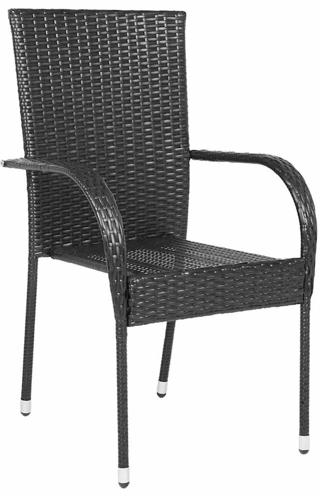 vidaXL Καρέκλες Κήπου Στοιβαζόμενες 2 τεμ. Μαύρες από Συνθετικό Ρατάν