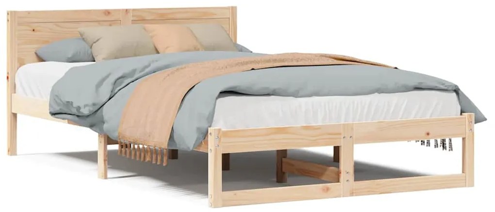 vidaXL Σκελετός Κρεβατιού Καφέ 140 x 190 cm Μασίφ ξύλο πεύκου
