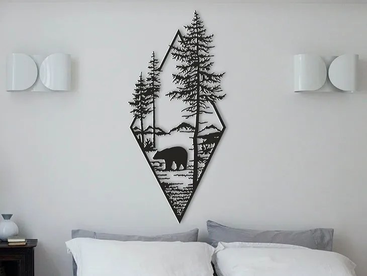 Intra απο ξύλο plywood 3mm-4mm πάχος - Διακόσμηση τοίχου Bear In The Woods Δίασταση 30x30 cm Intraeaxys-67wlrmm1