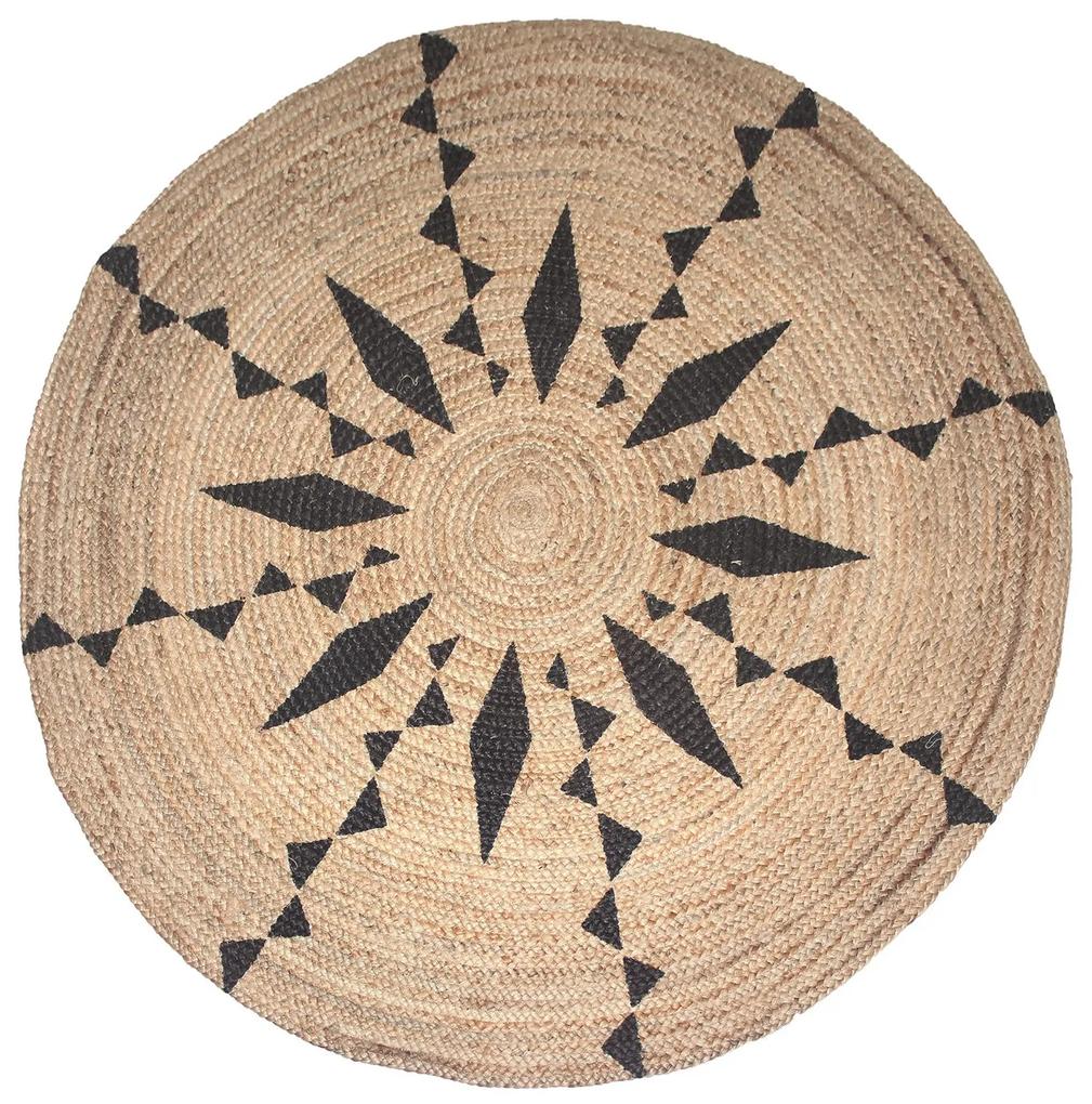 Χαλί Γιούτα DUOMO BLACK &#8211; 150×150 cm 150cm-Στρογγυλό
