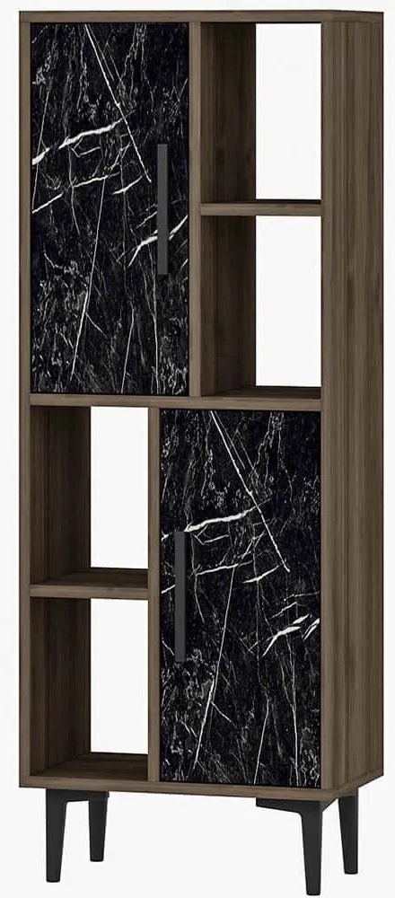 Βιβλιοθήκη Leni 475OLV1607 50x29,6x135cm Marble Effect Black-Walnut