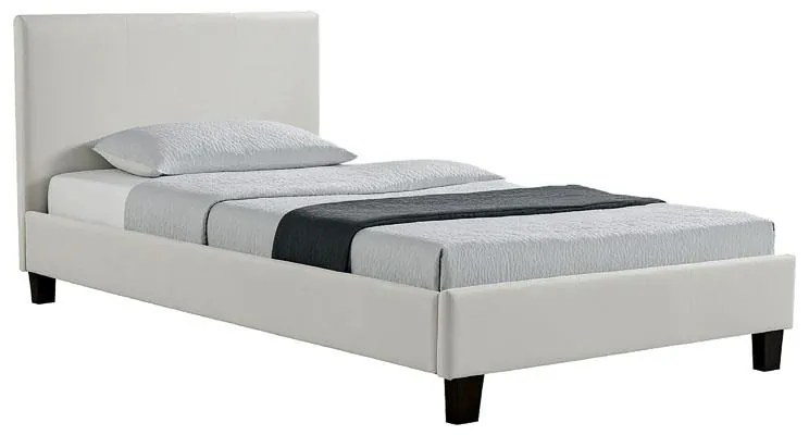 Κρεβάτι Nevil μονό 100x200 PU χρώμα λευκό ματ 106x212x87 εκ.