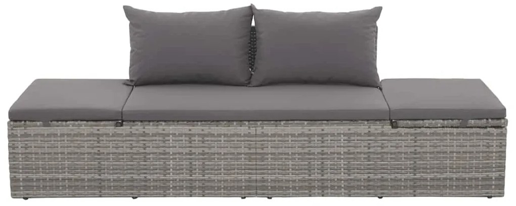 vidaXL Ξαπλώστρα - Κρεβάτι Κήπου Γκρι 195 x 60 εκ. Συνθετικό Ρατάν