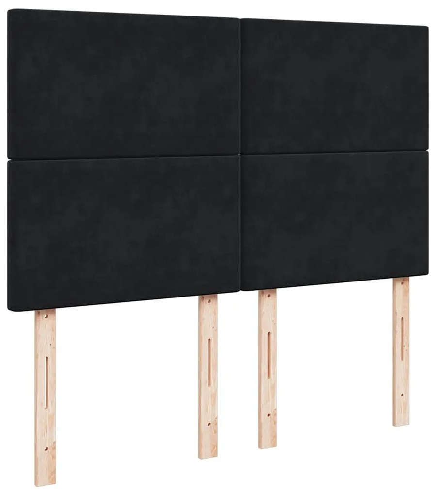 vidaXL Κρεβάτι Boxspring με Στρώμα Μαύρο 140x200 εκ. Βελούδινο