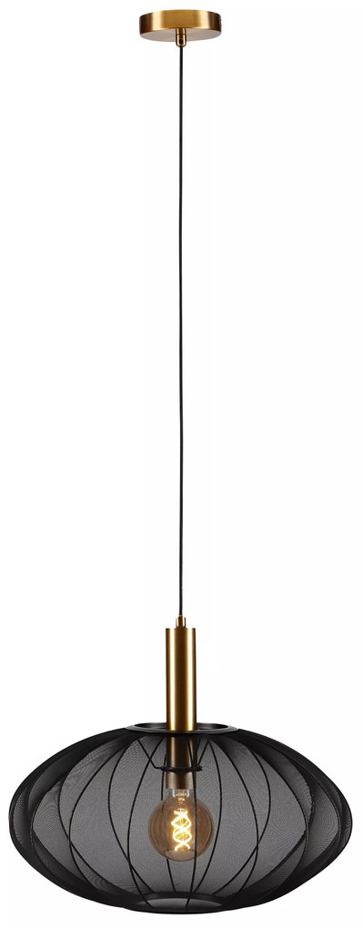 Φωτιστικό Κρεμαστό Lucide 03447-52-30 CORINA Μαύρο Ματ (Black Mat)|Χρυσό Χρώμα (Gold Coloured)
