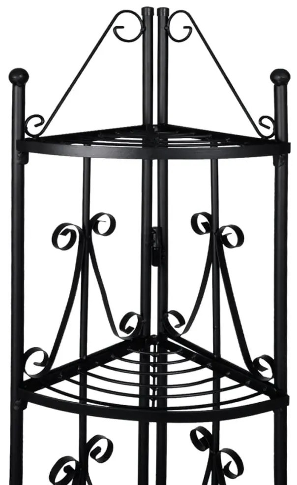 Γωνιακό μαύρο ράφι για φυτά